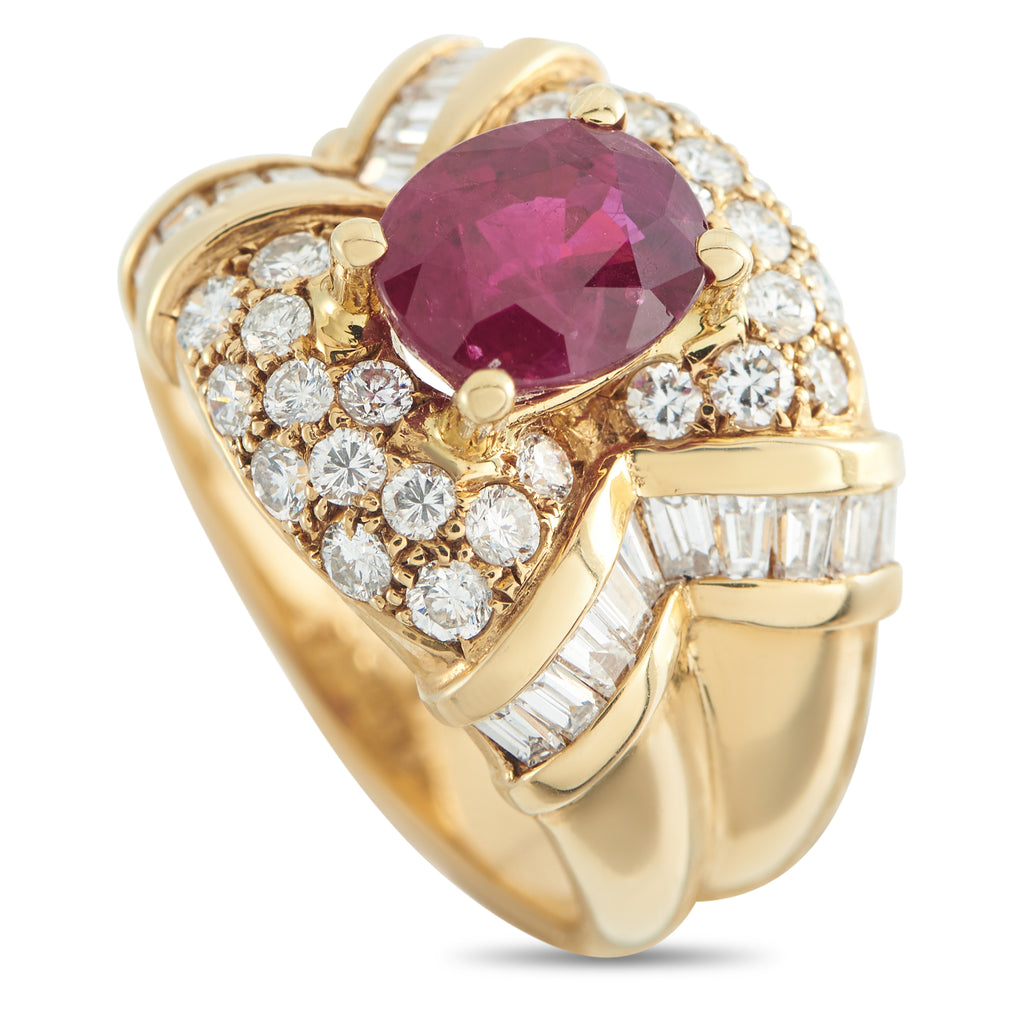 14K Yellow Gold 1.57ct Diamond and Ruby Ring
