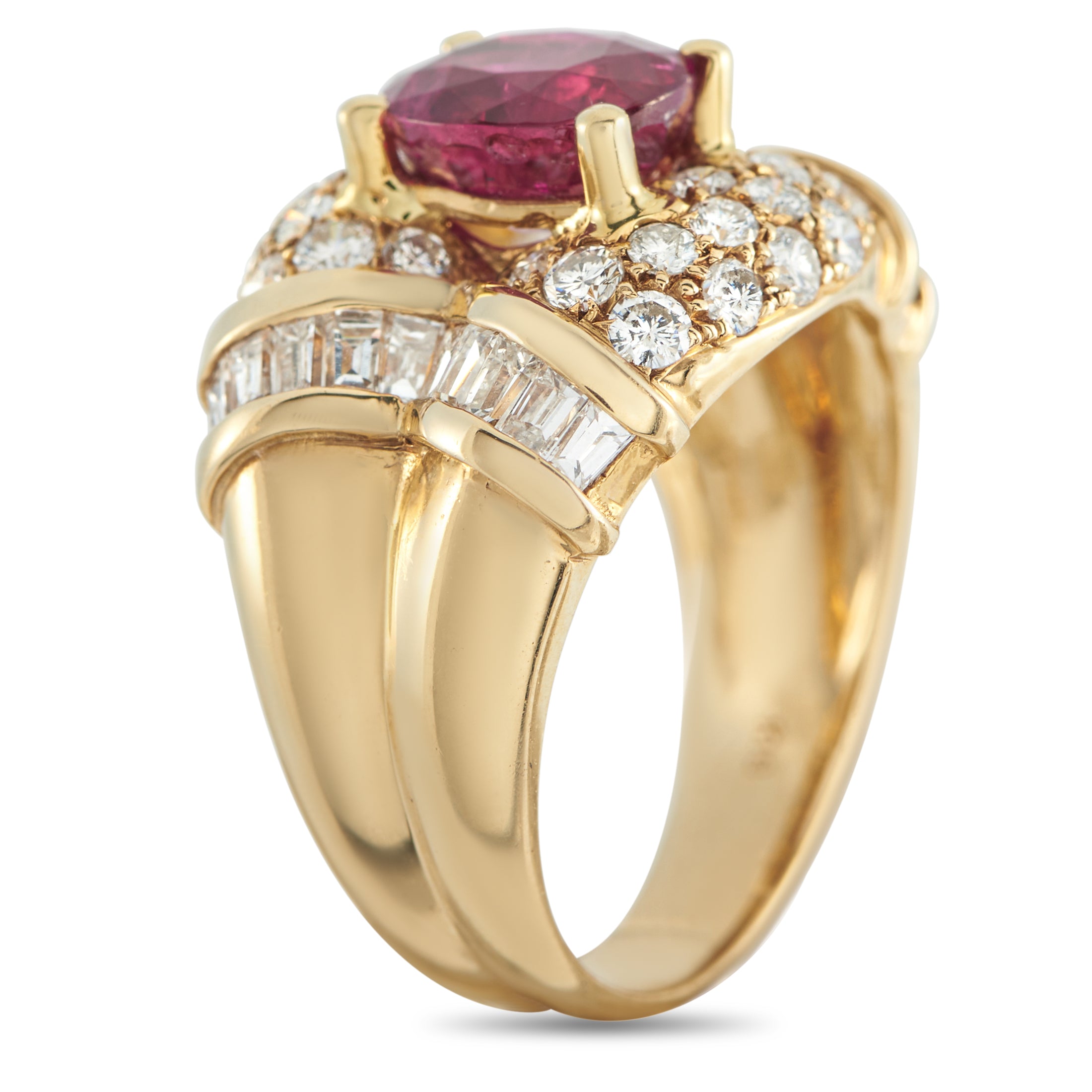 14K Yellow Gold 1.57ct Diamond and Ruby Ring