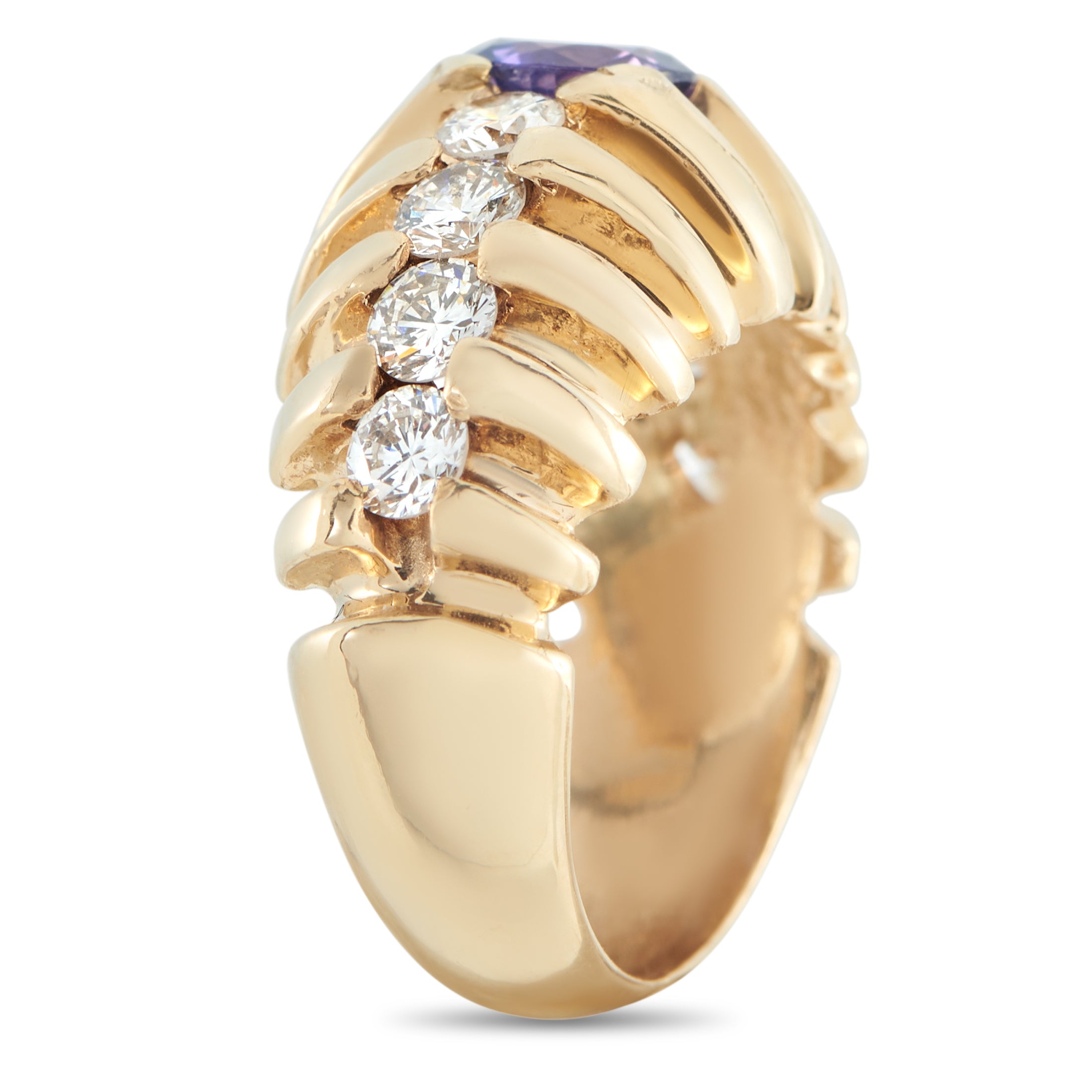 14K Yellow Gold 1.12ct Diamond and Sapphire Ring