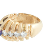 14K Yellow Gold 1.12ct Diamond and Sapphire Ring