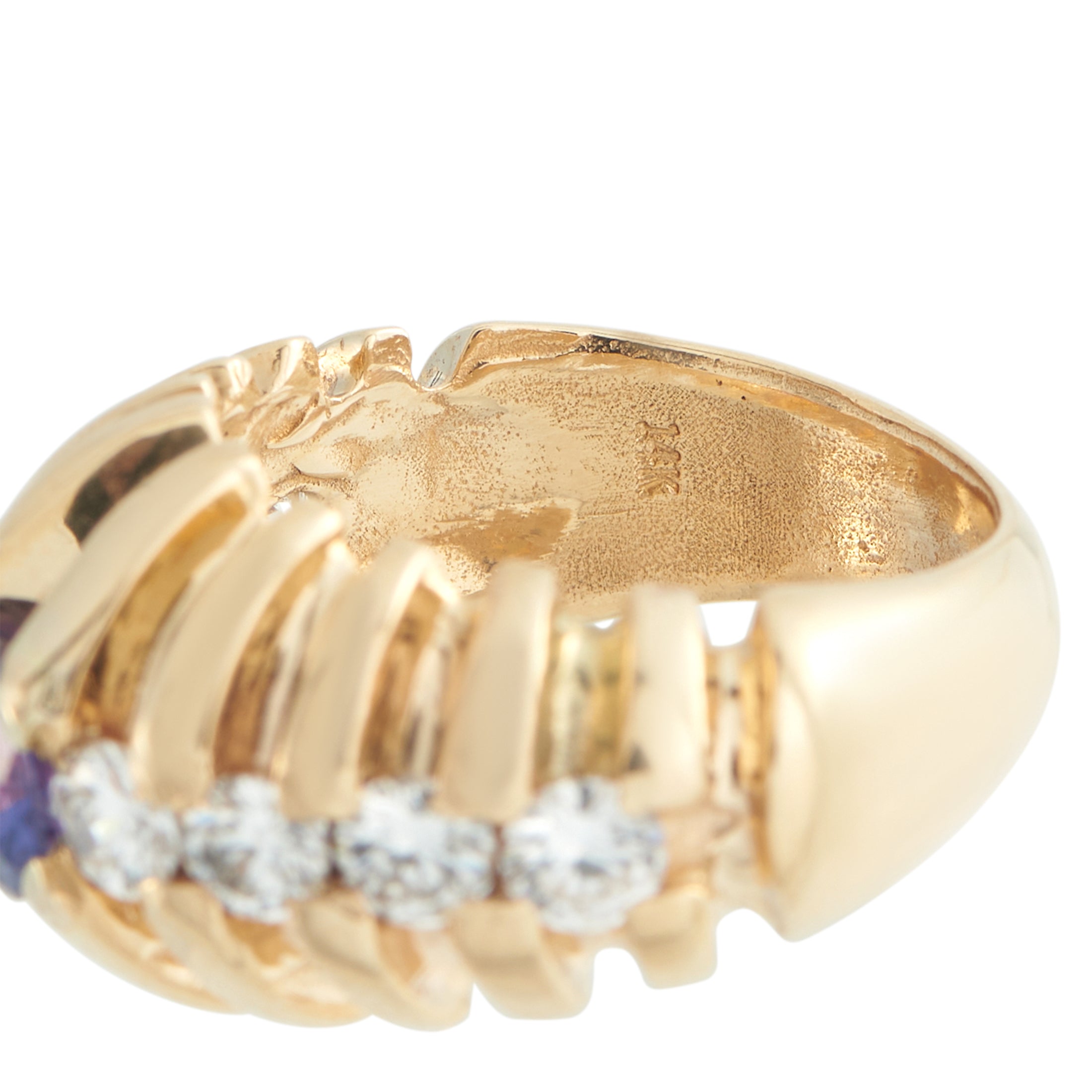 14K Yellow Gold 1.12ct Diamond and Sapphire Ring