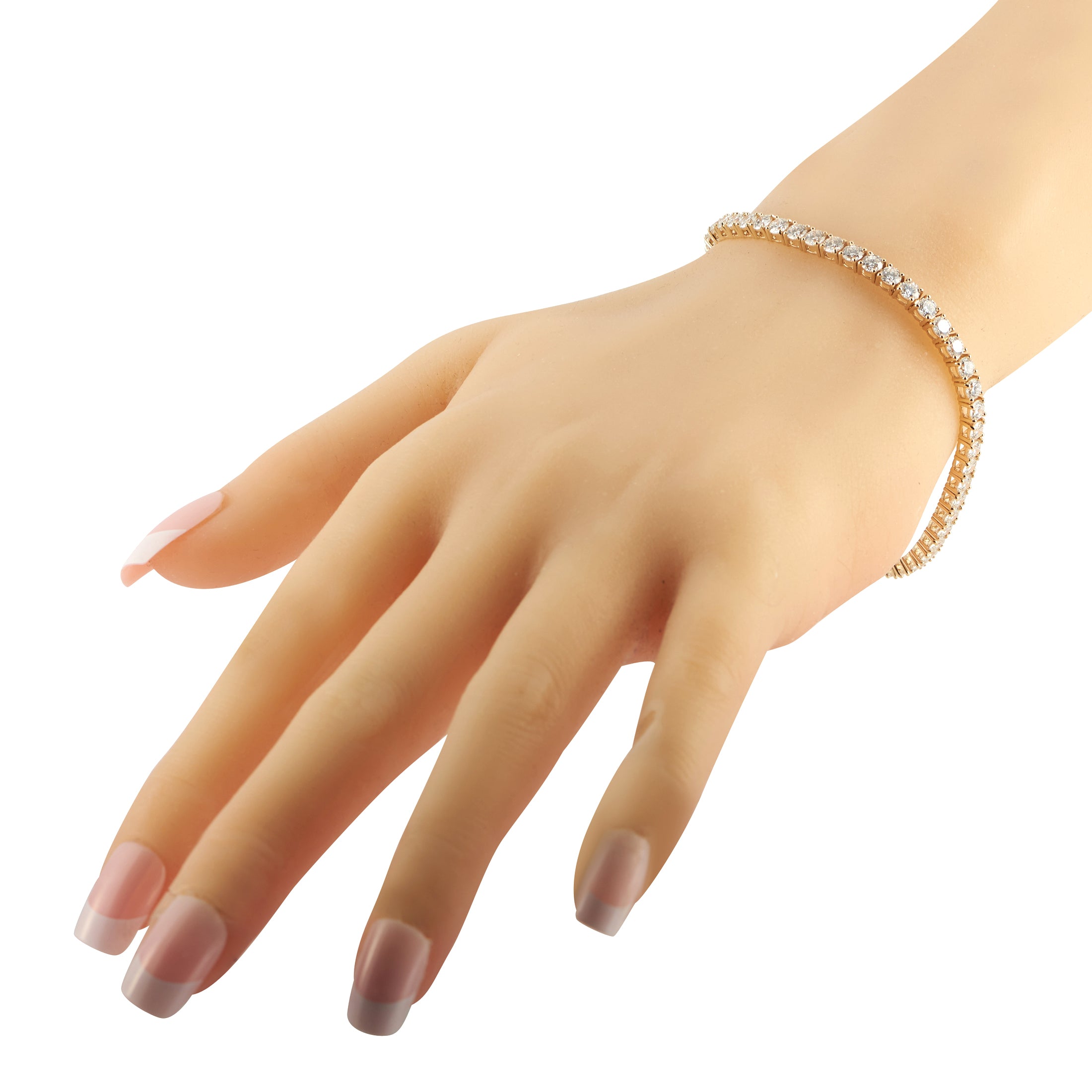 14K Yellow Gold 7.35ct Lab-Grown Diamond Tennis Bracelet