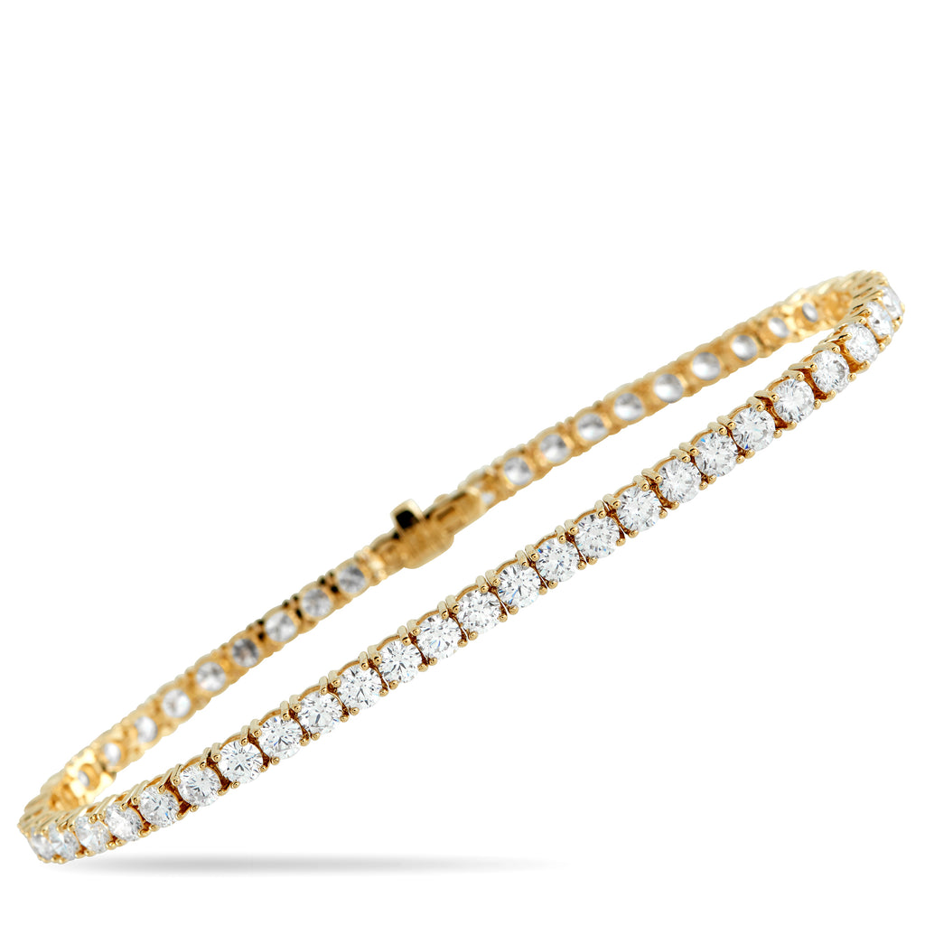 14K Yellow Gold 7.68ct Lab-Grown Diamond Tennis Bracelet