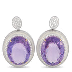 14K Yellow Gold and Silver 1.0ct Diamond and Amethyst Earrings
