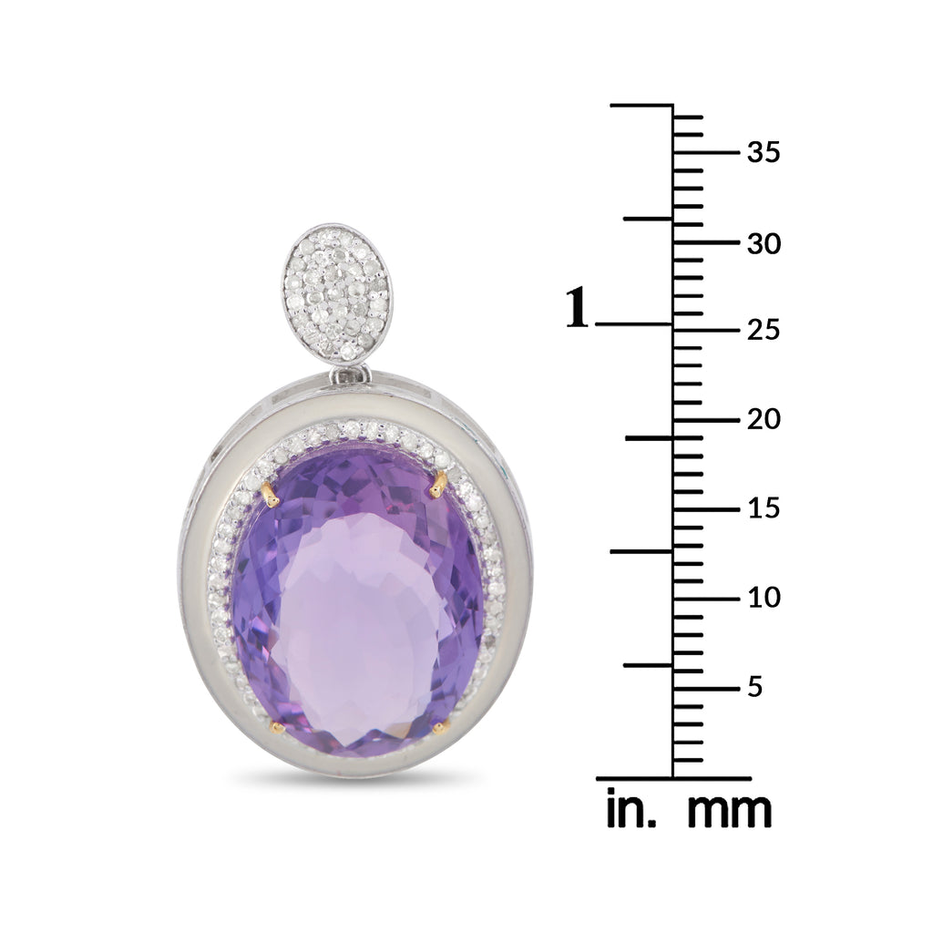 14K Yellow Gold and Silver 1.0ct Diamond and Amethyst Earrings