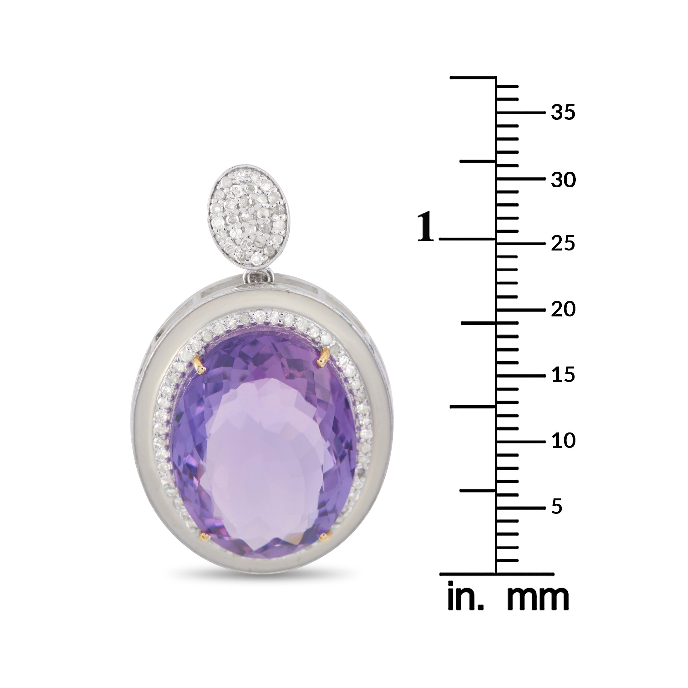 14K Yellow Gold and Silver 1.0ct Diamond and Amethyst Earrings