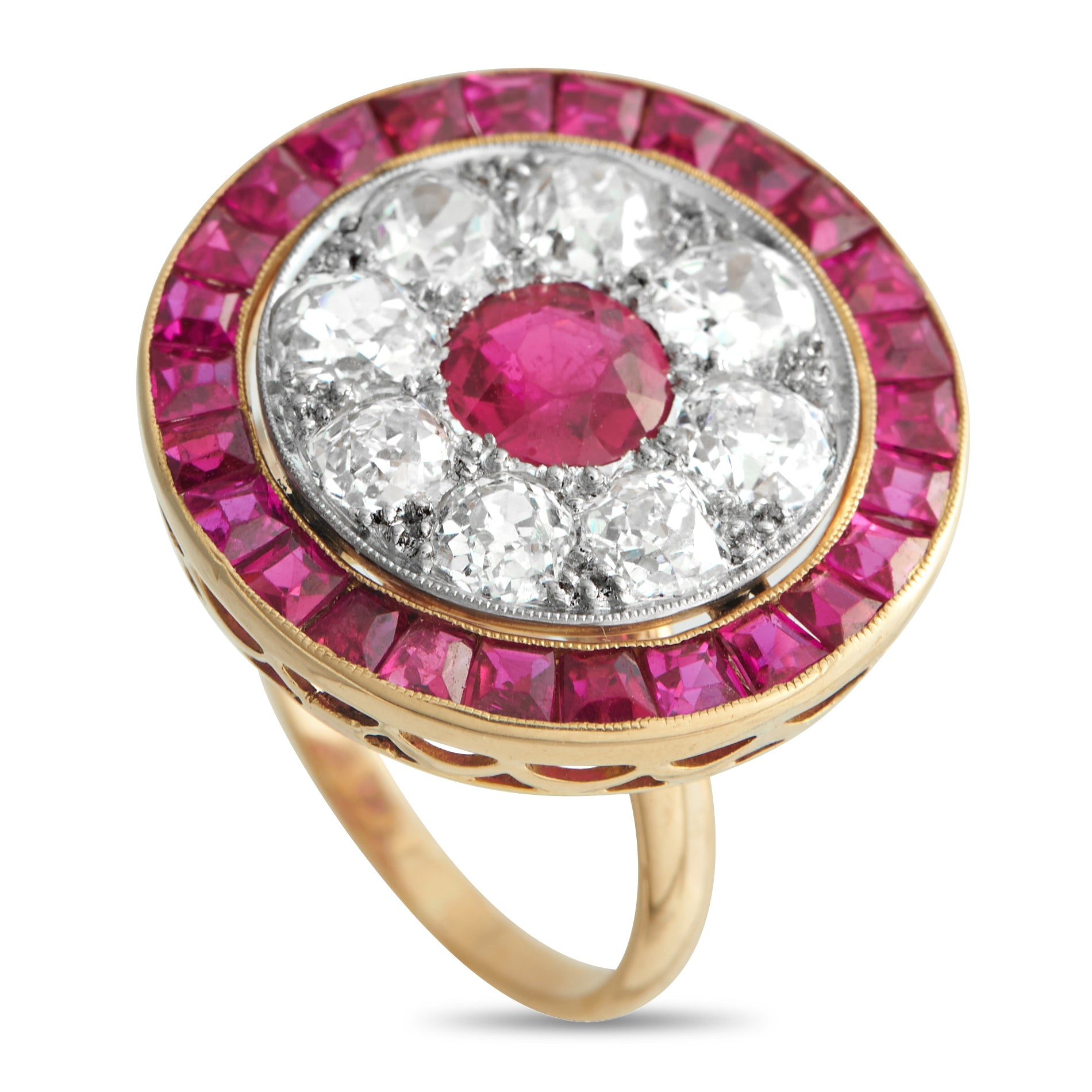 18K Rose Gold 2.10ct Diamond and Ruby Cocktail Ring
