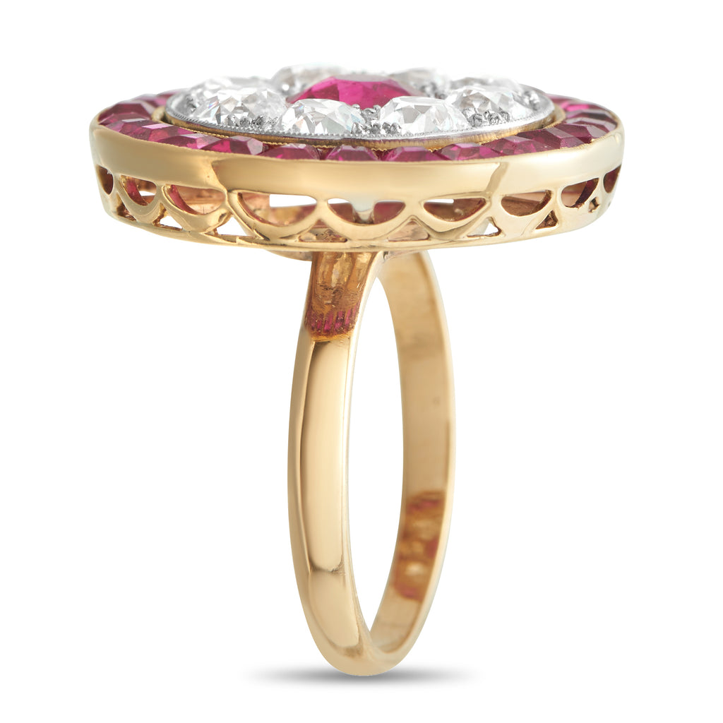18K Rose Gold 2.10ct Diamond and Ruby Cocktail Ring