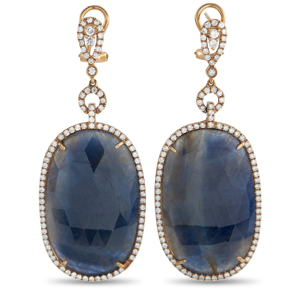 18K Rose Gold 2.15ct Diamond and Sapphire Earrings