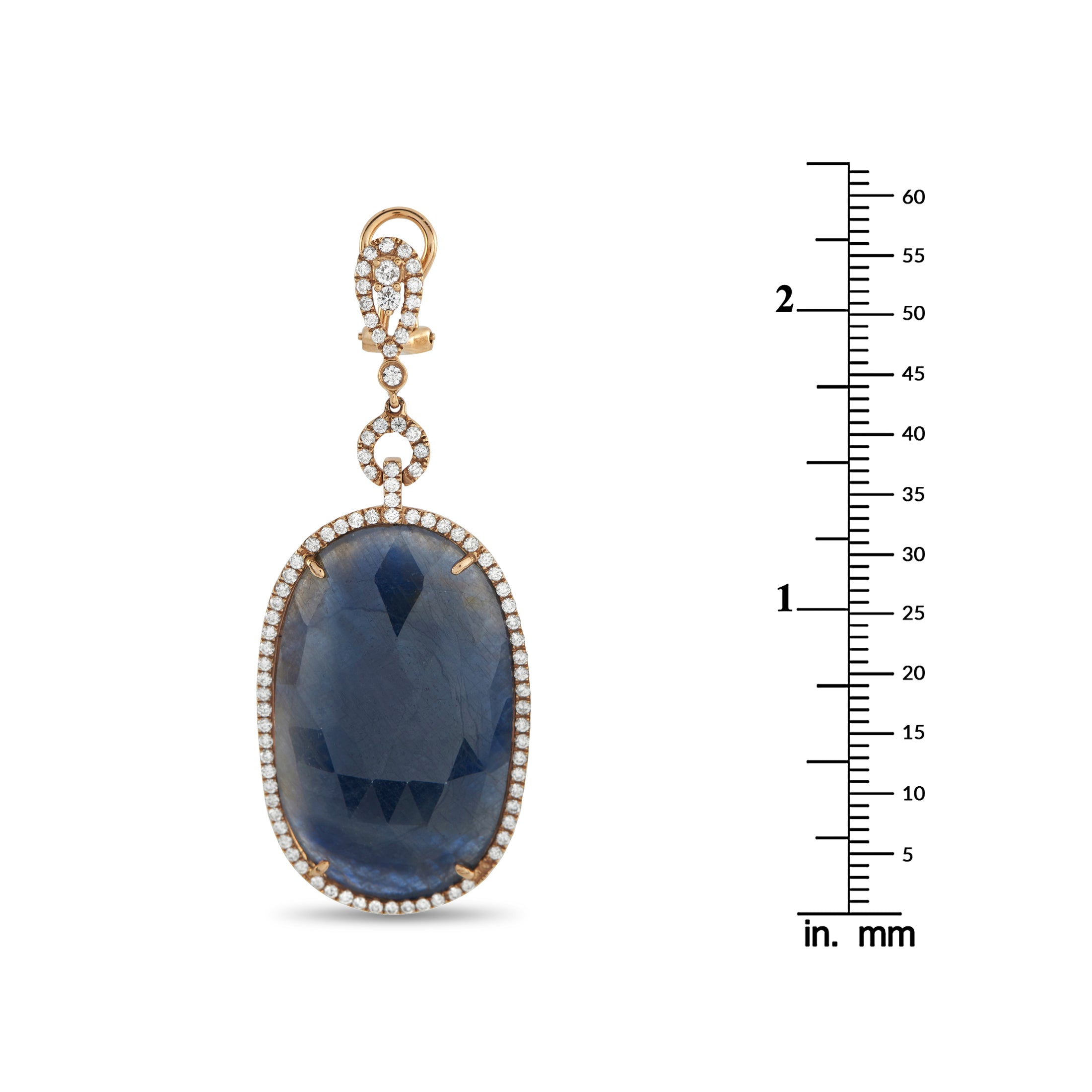 18K Rose Gold 2.15ct Diamond and Sapphire Earrings