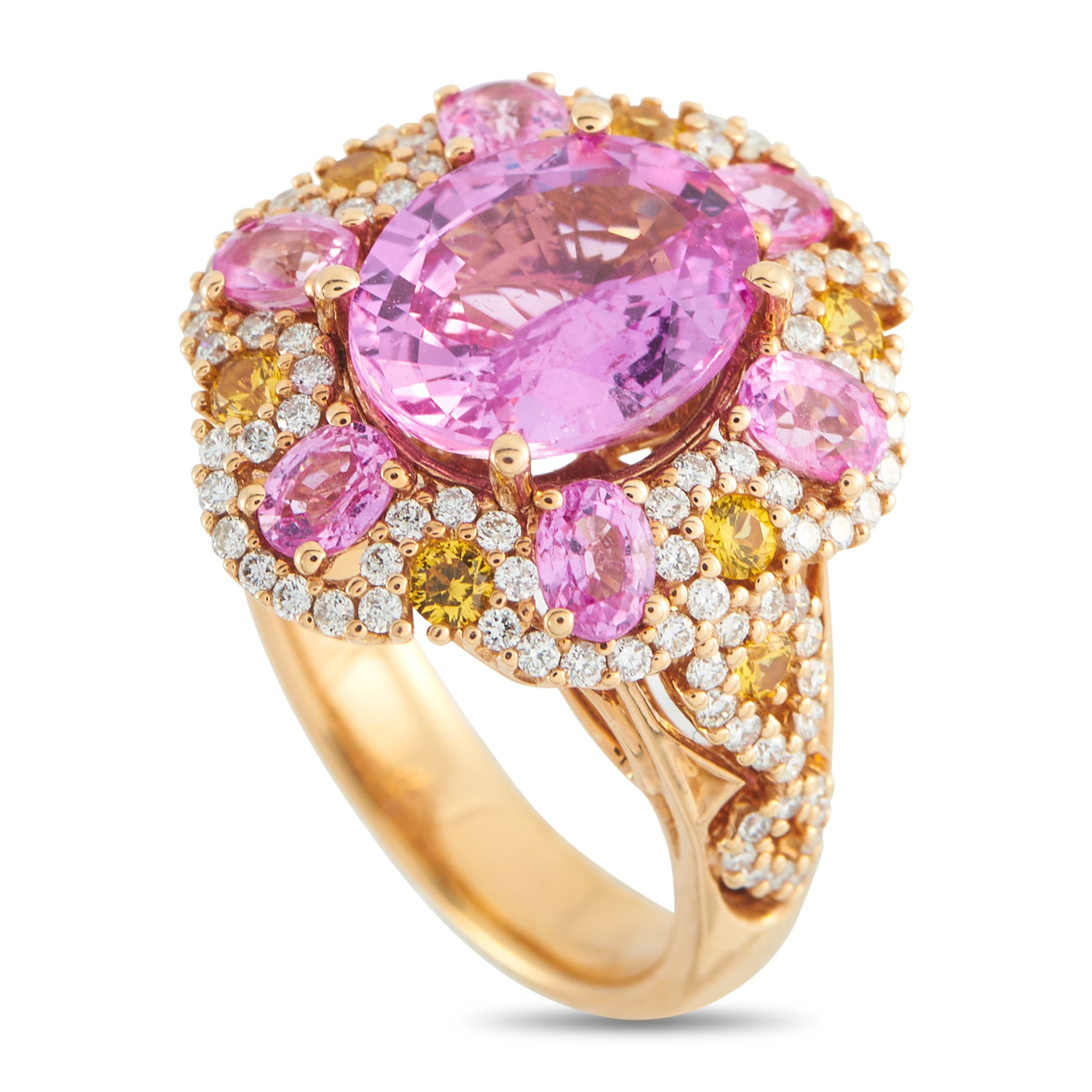 18K Rose Gold 0.85ct Diamond and Sapphire Ring
