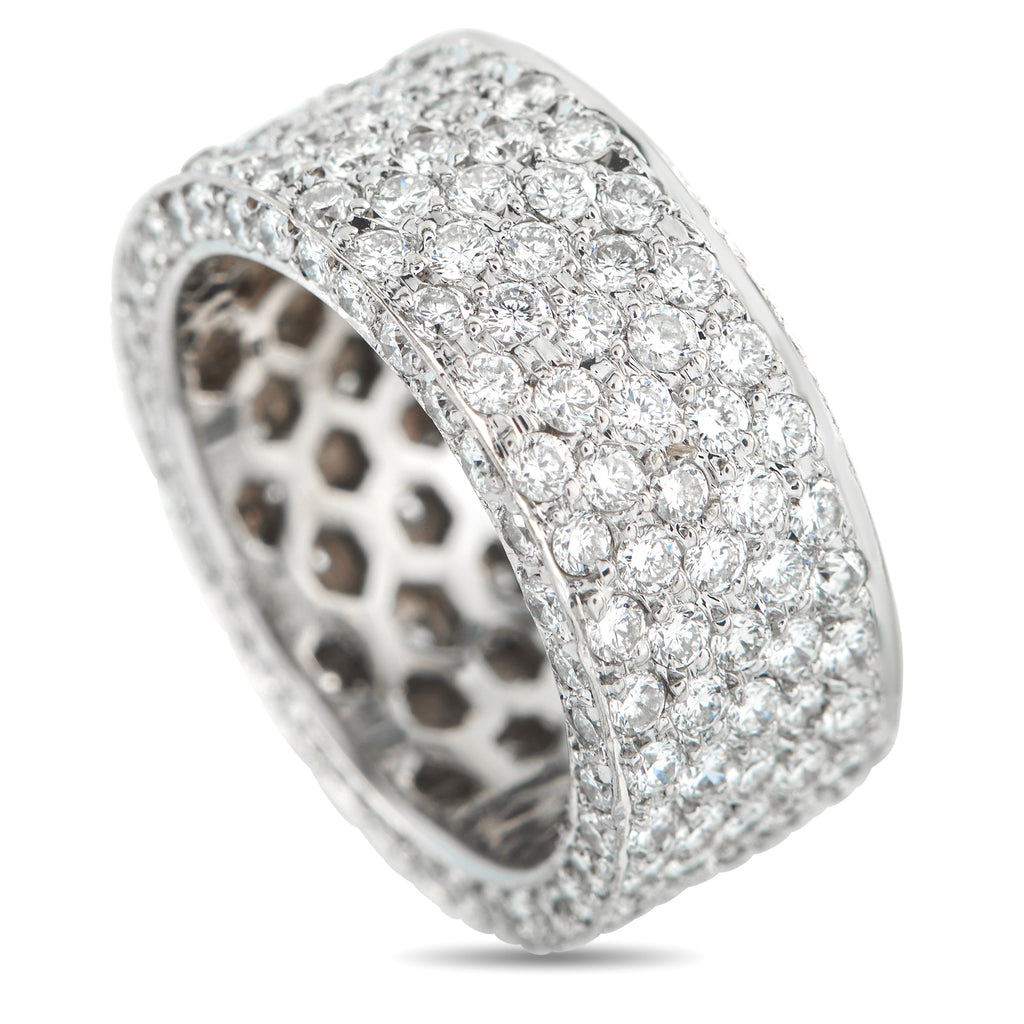 18K White Gold 4.50ct Diamond Pave Wide Band
