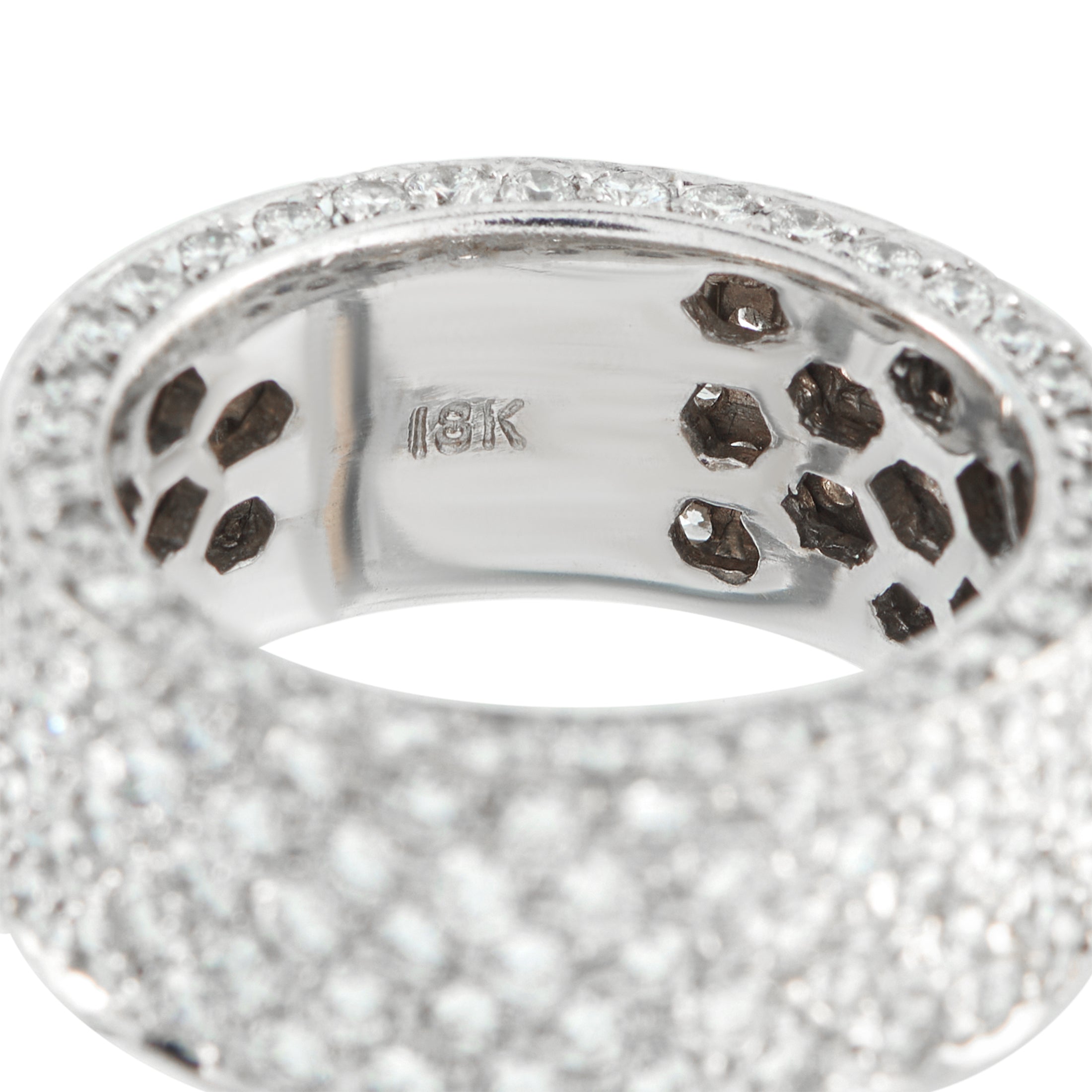 18K White Gold 4.50ct Diamond Pave Wide Band
