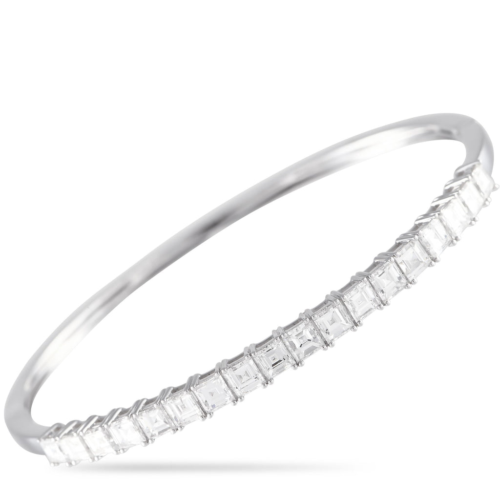 Exclusive 18K White Gold 4.0ct Diamond Bracelet – Square-cut diamonds with a total weight of 4