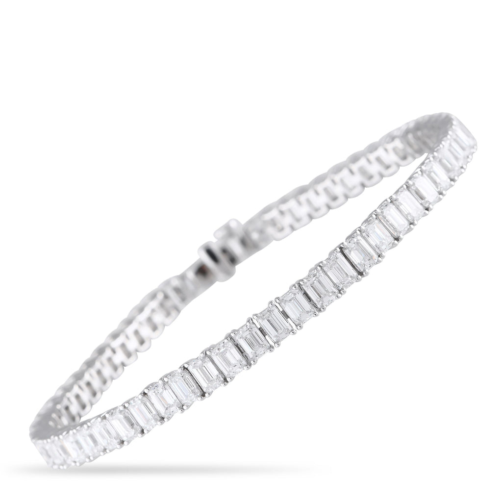 Exclusive 18K White Gold 11.30ct Diamond Emerald-Cut Tennis Bracelet ALB-18142-2 – A fantastic choice for someone looking for