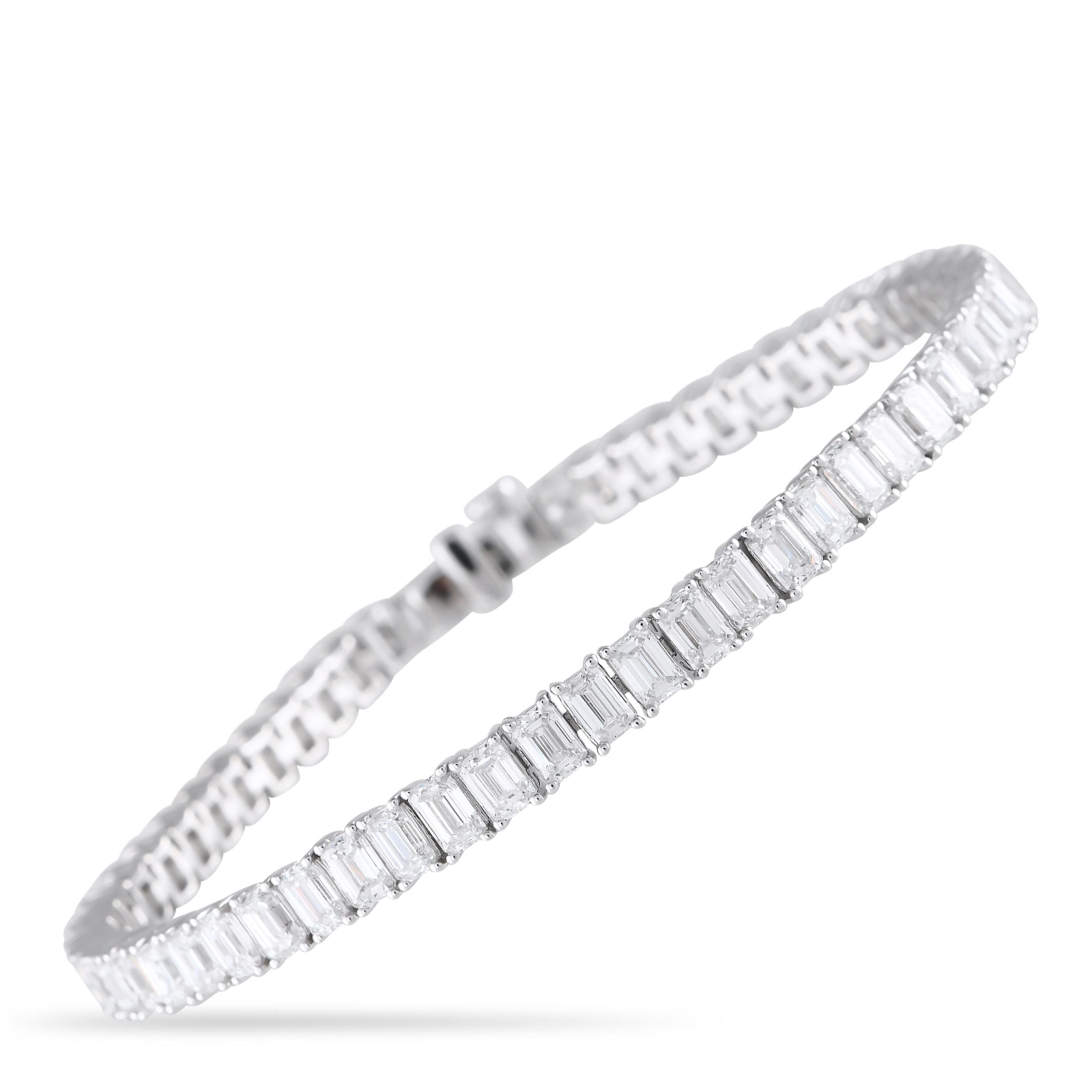 Exclusive 18K White Gold 11.30ct Diamond Emerald-Cut Tennis Bracelet ALB-18142-2 – A fantastic choice for someone looking for