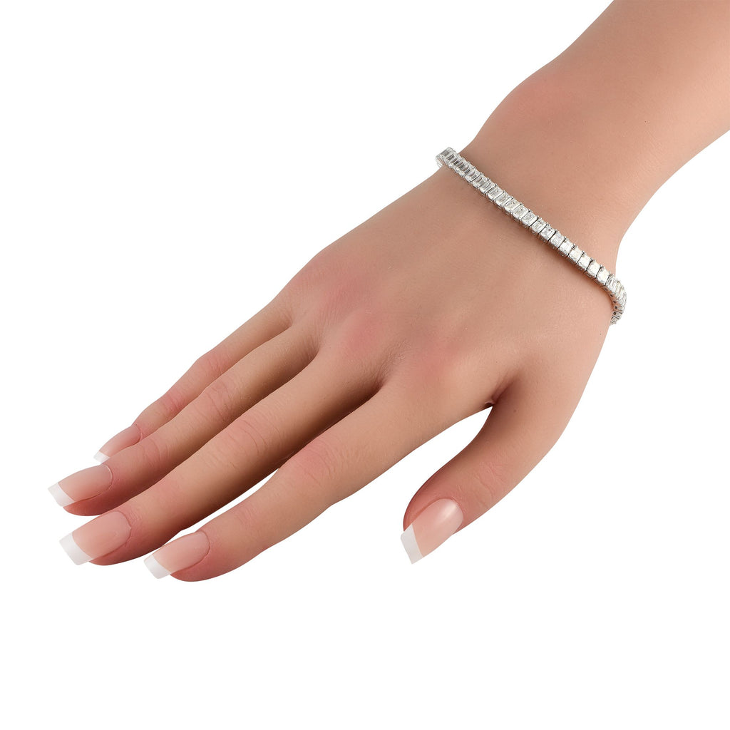 Exclusive 18K White Gold 11.30ct Diamond Emerald-Cut Tennis Bracelet
