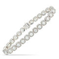 18k white gold diamond bracelet with round bead links and cushion-cut stone rows