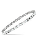 18k white gold diamond tennis bracelet with linked round stones, side view