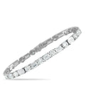 White gold diamond tennis bracelet with square and round links
