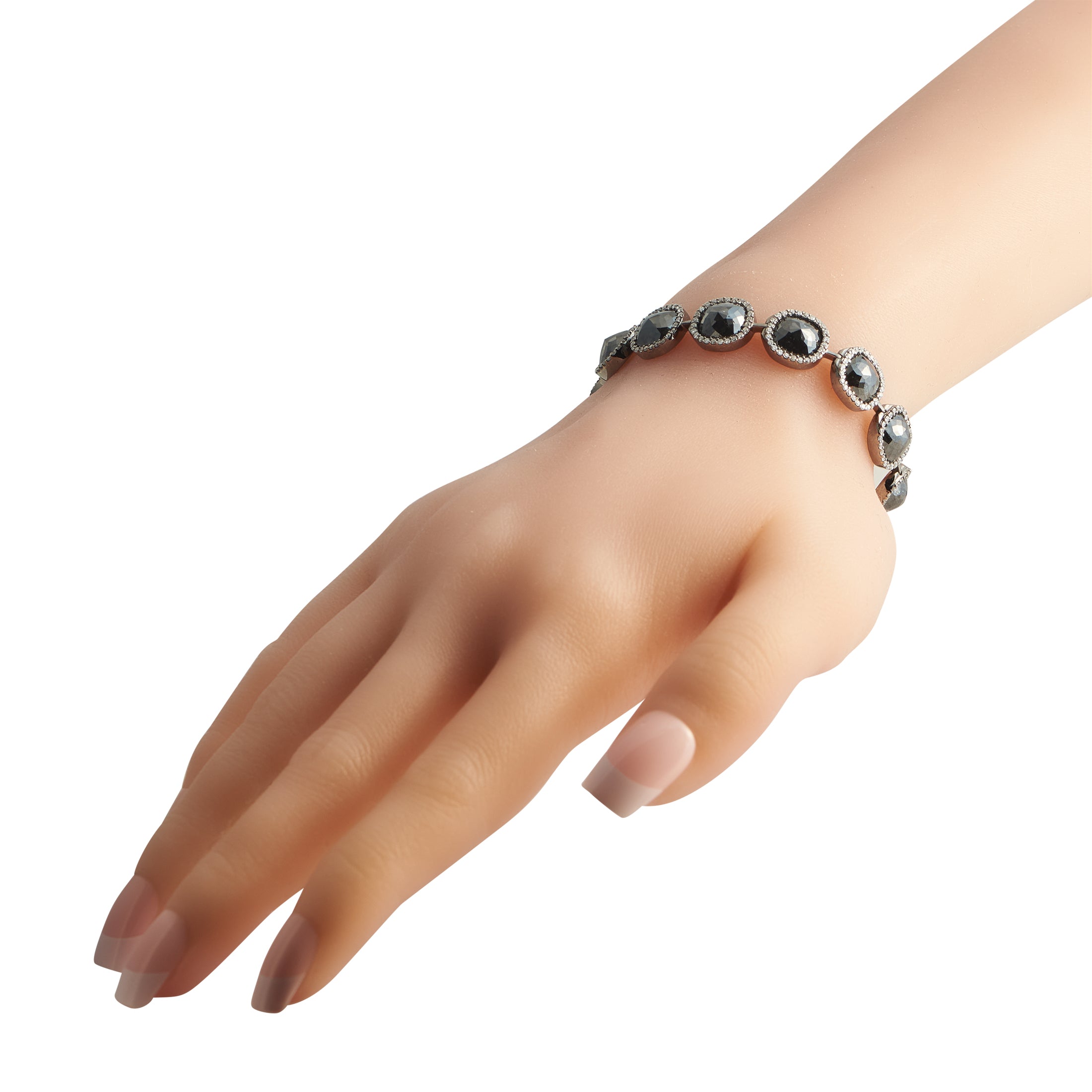 18K White Gold 32.95ct White and Black Diamond Bracelet