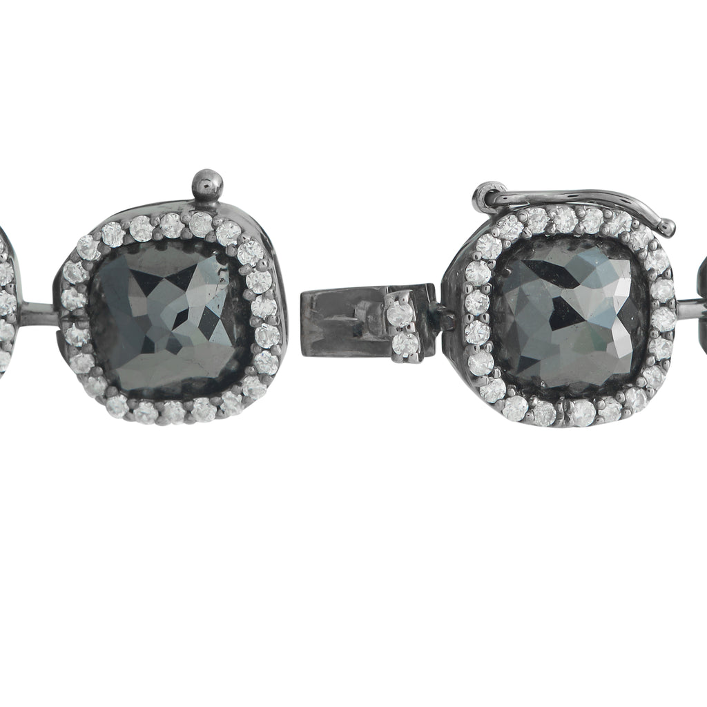 18K White Gold 32.95ct White and Black Diamond Bracelet