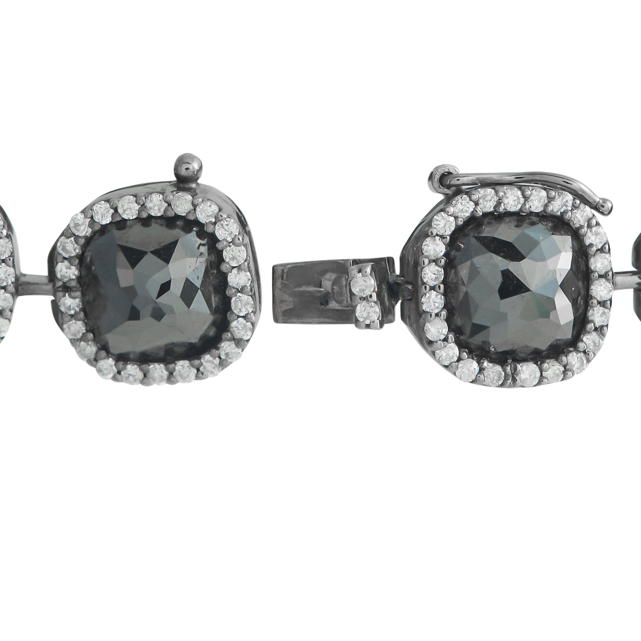 18K White Gold 32.95ct White and Black Diamond Bracelet