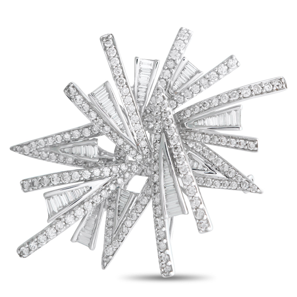 18K White Gold 3.63ct Diamond Brooch