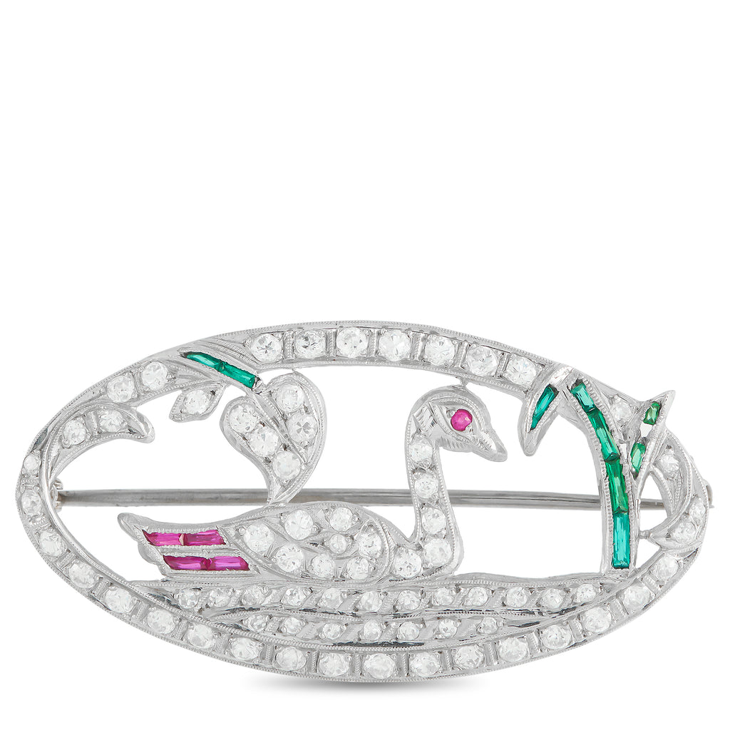 18K White Gold 0.80ct Diamond Brooch