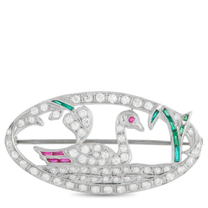 18K White Gold 0.80ct Diamond Brooch