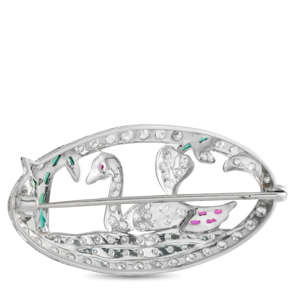 18K White Gold 0.80ct Diamond Brooch