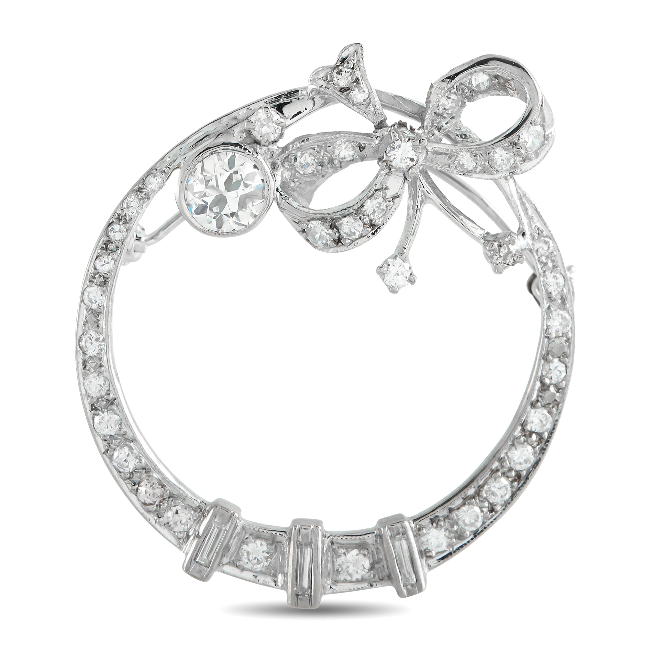 18K White Gold 1.50ct Diamond Brooch