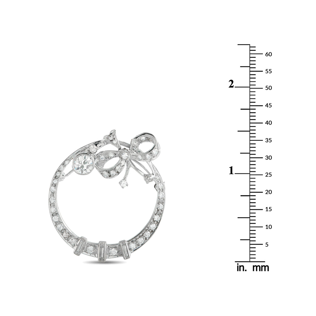 18K White Gold 1.50ct Diamond Brooch