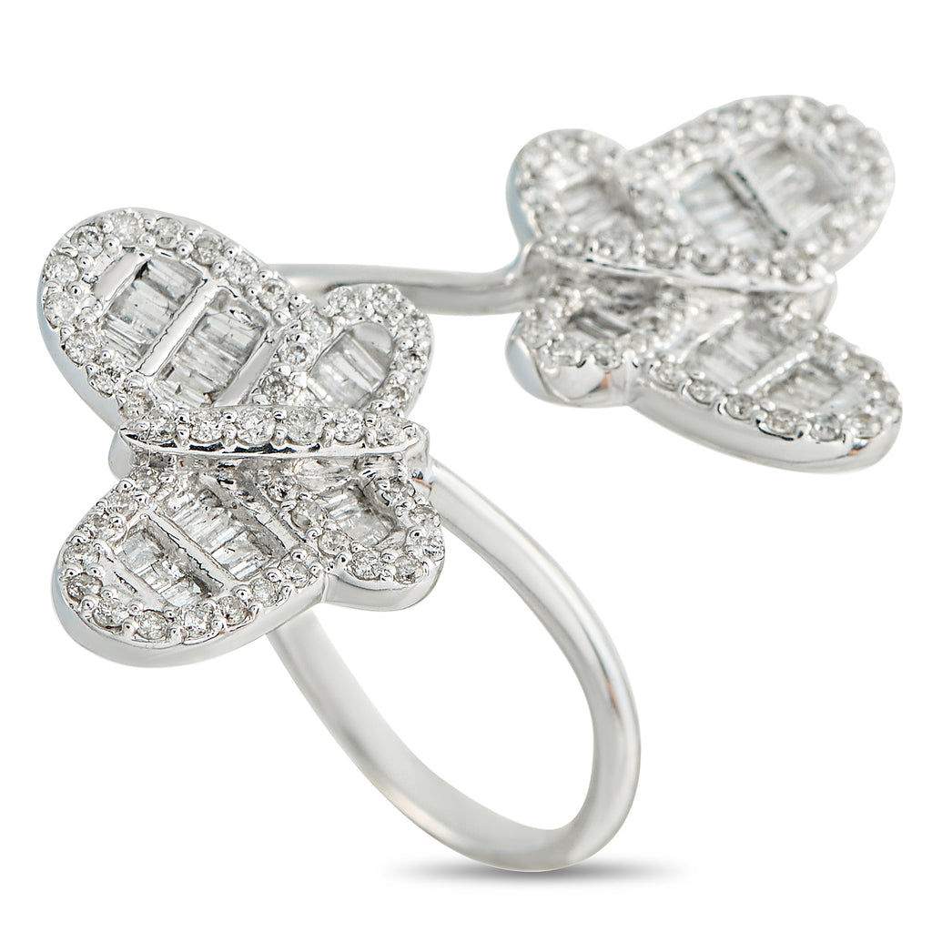 10K White Gold 1.20ct Diamond Butterfly Bypass Ring
