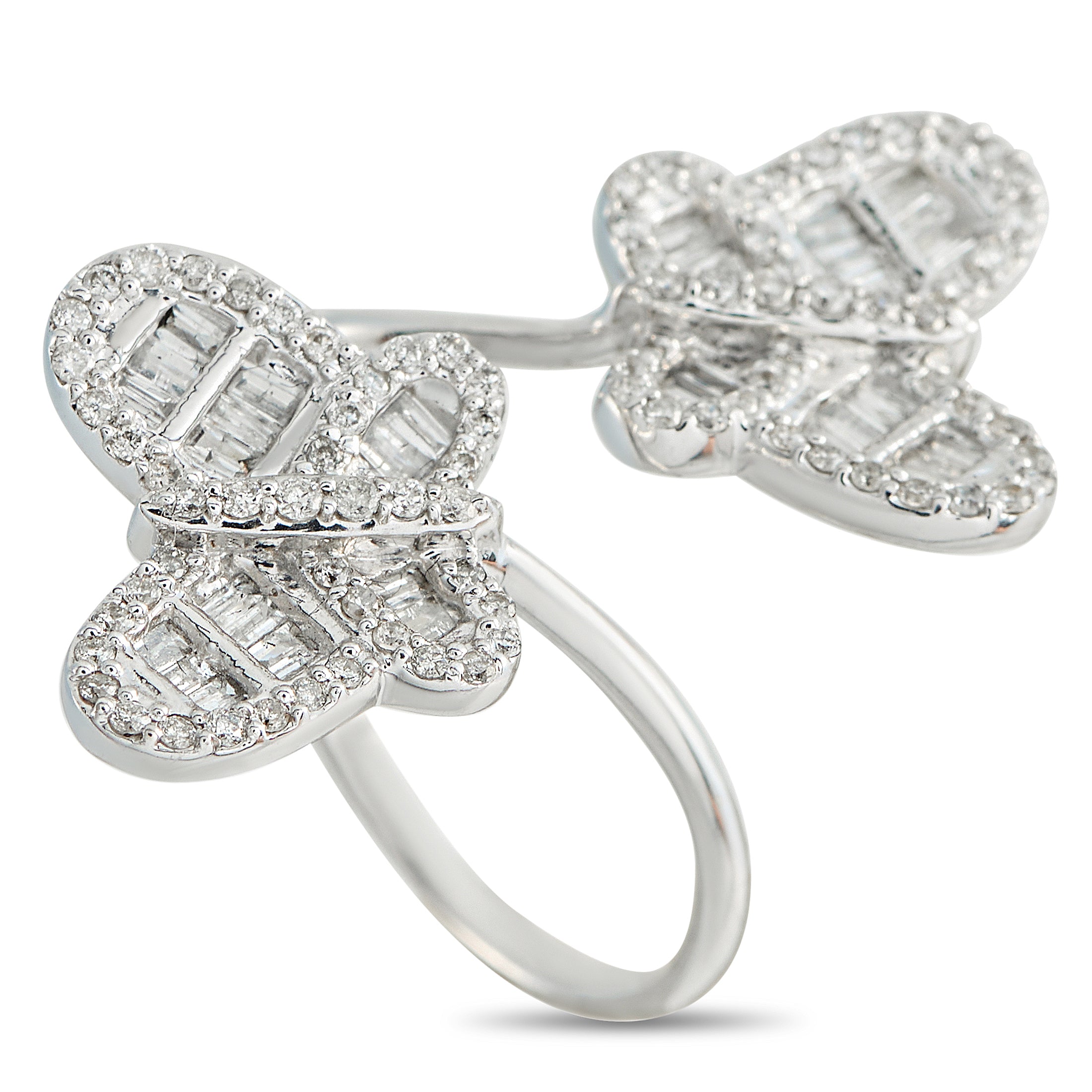 10K White Gold 1.20ct Diamond Butterfly Bypass Ring