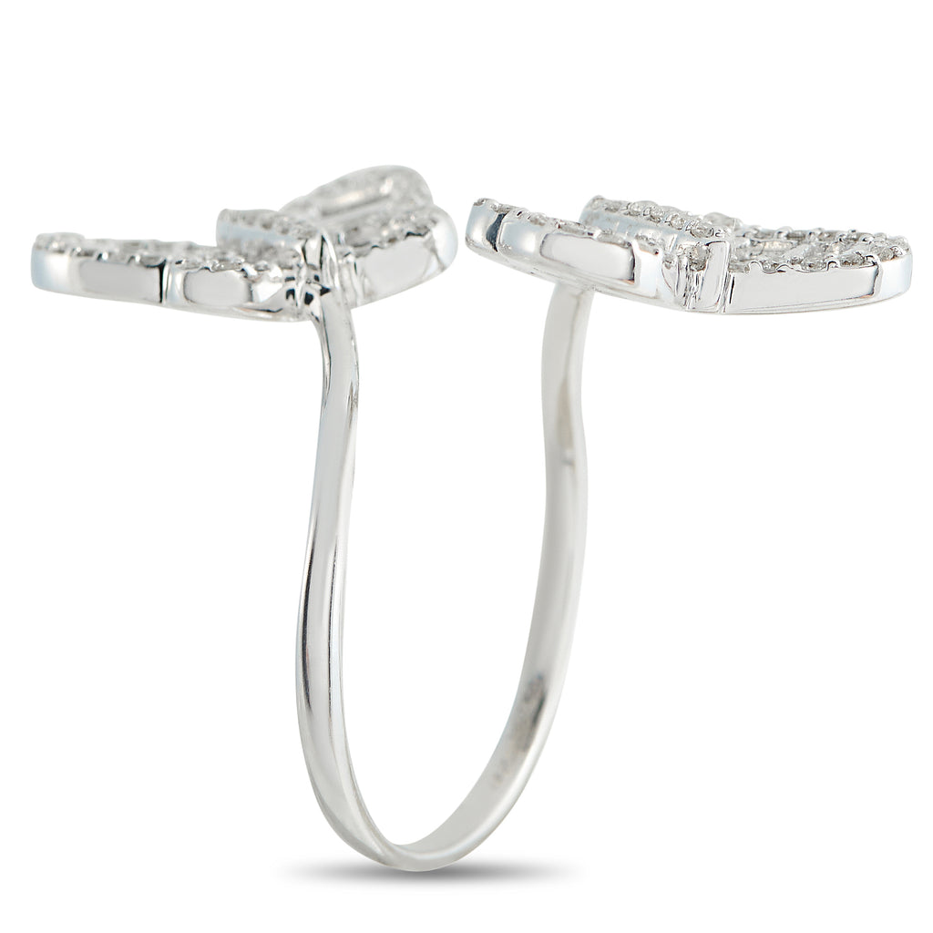 10K White Gold 1.20ct Diamond Butterfly Bypass Ring