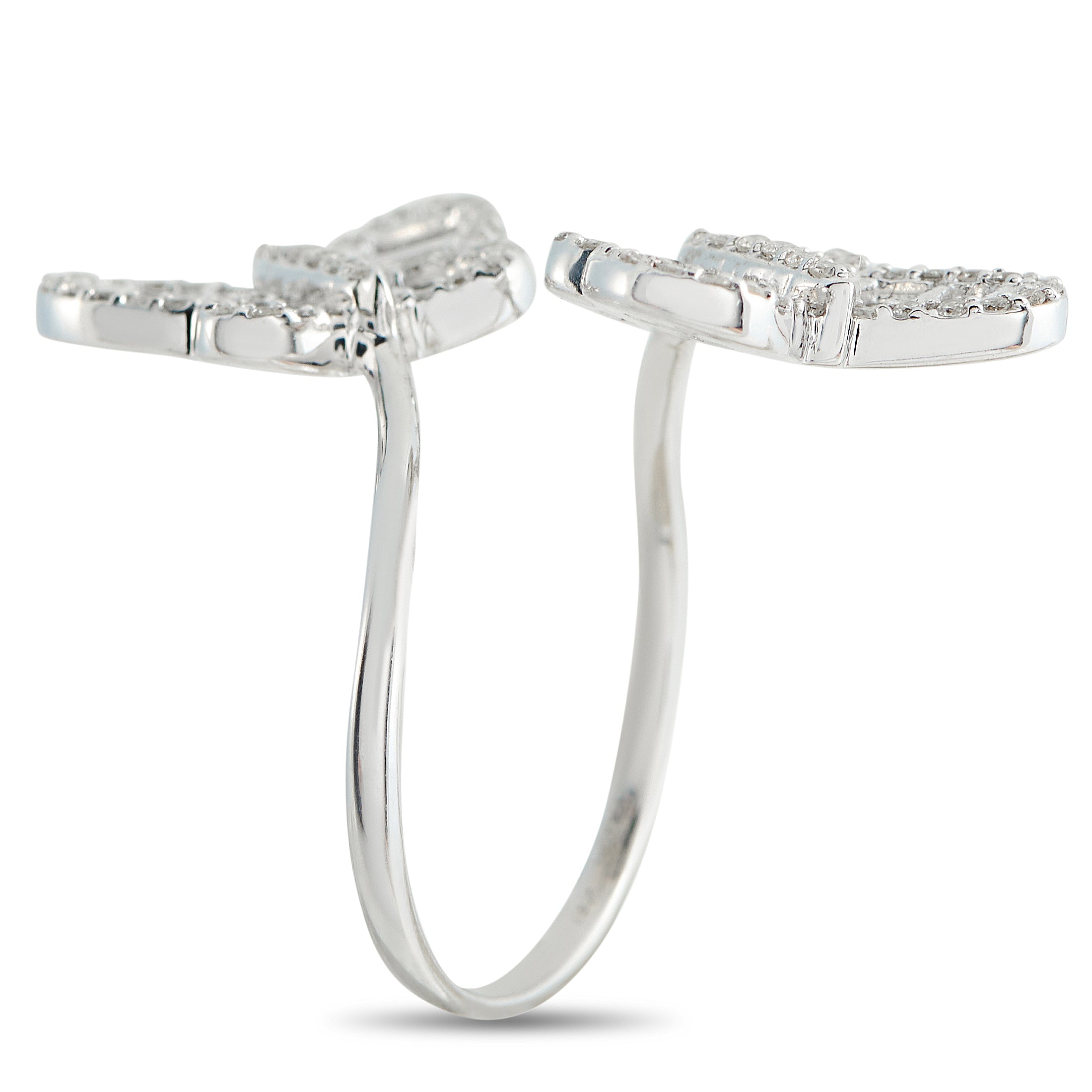 10K White Gold 1.20ct Diamond Butterfly Bypass Ring