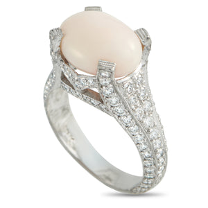 18K White Gold 1.50ct Diamond and Conch Pearl Ring