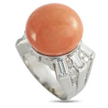 18K White Gold 1.38ct Diamond and Coral Ring