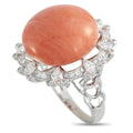 18K White Gold 1.87ct Diamond and Coral Ring