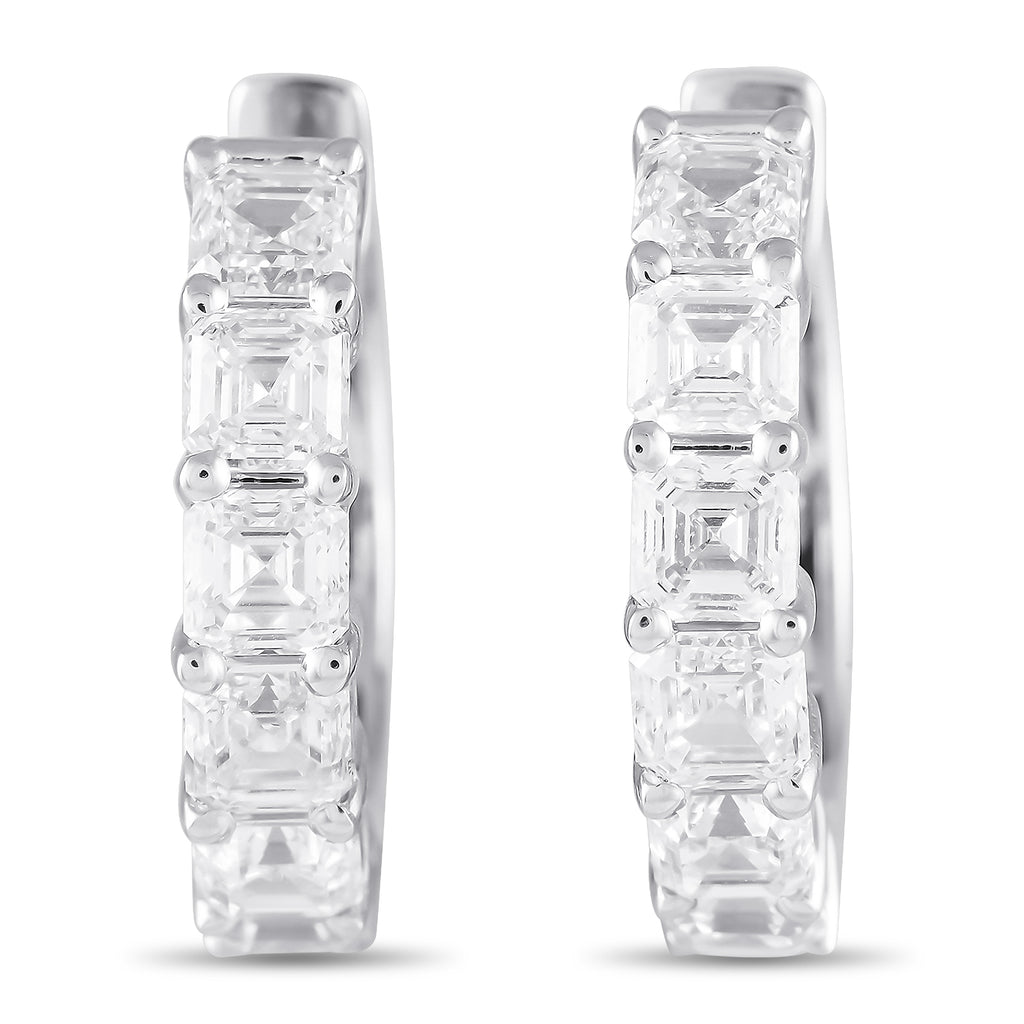 18K White Gold 2.45ct Diamond Hoop Earrings