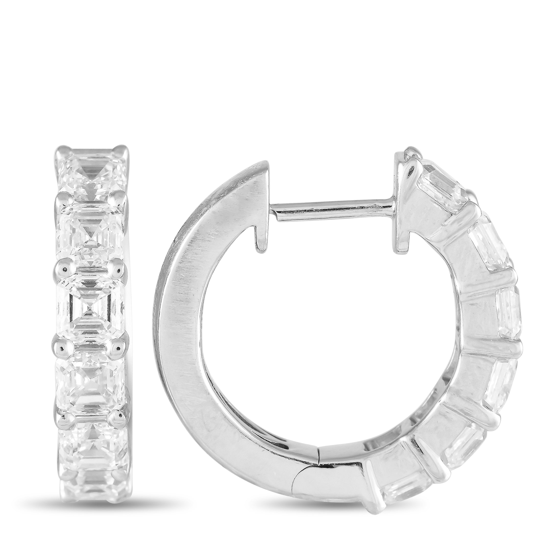 18K White Gold 2.45ct Diamond Hoop Earrings