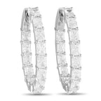 18K White Gold 5.10ct Diamond Radiant Cut Inside-Out Hoop Earrings