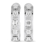 18K White Gold 2.55ct Diamond Emerald-Cut C-Hoop Earrings