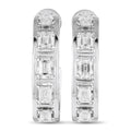 White gold C-hoop earrings with five emerald-cut diamond stones