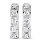 Exclusive 18K White Gold 3.50ct Diamond Emerald-Cut C-Hoop Earrings – Ready to deliver showy flashes of light, these C-hoop e