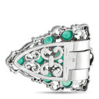 18K White Gold 0.25ct Diamond and Colombian Emerald Brooch