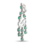 18K White Gold 1.50ct Diamond and Emerald Dangle Earrings