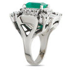 18K White Gold 2.70ct Diamond and Emerald Ring