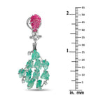 18K White Gold 0.24ct Diamond, Emerald, and Ruby Earrings